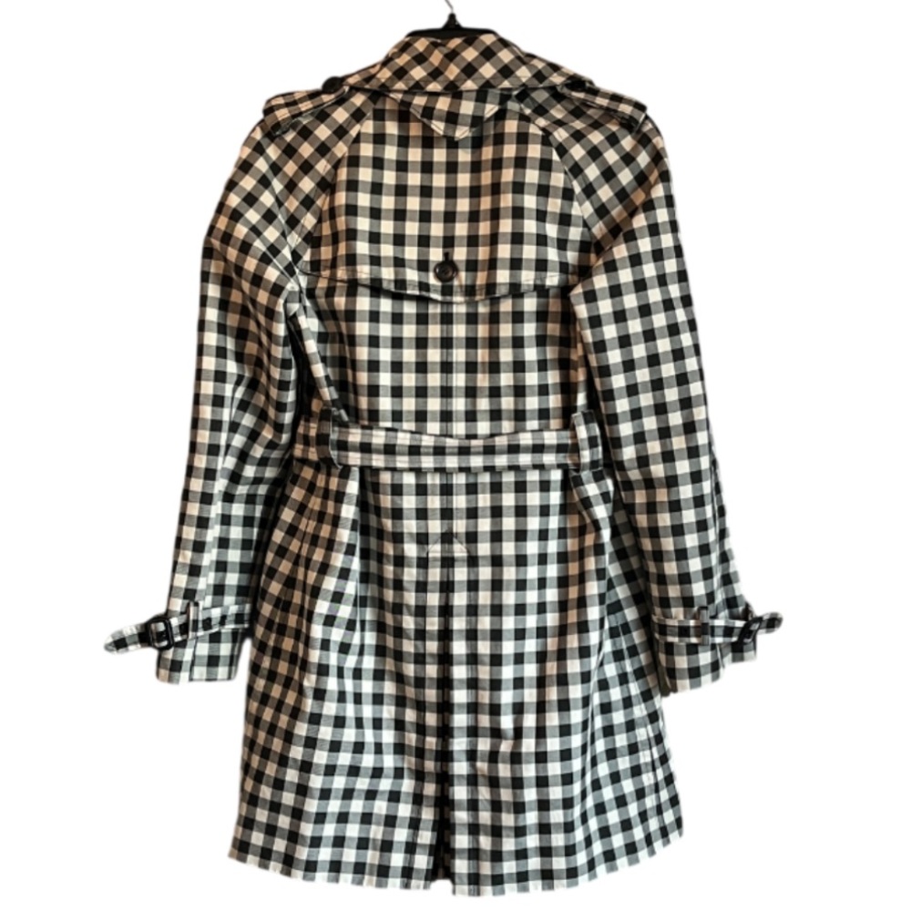 COACH Checkered Gingham Black & Ivory Mid Length Rain / Trench Coat - 6 - Picture 3 of 14